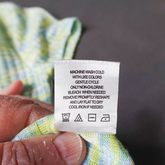 Women Baby Tee Top Small Green Y2K Cropped Knit Ribbed Drawstring Statement - Picture 8 of 13